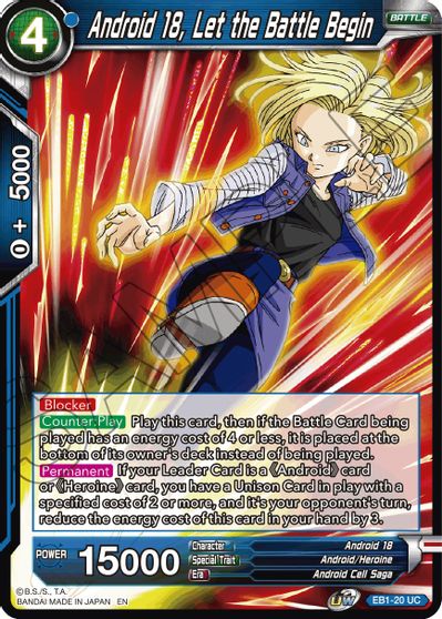 Android 18, Let the Battle Begin (EB1-20) [Battle Evolution Booster] | Pegasus Games WI