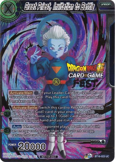 Great Priest, Invitation to Battle (Card Game Fest 2022) (BT16-023) [Tournament Promotion Cards] | Pegasus Games WI