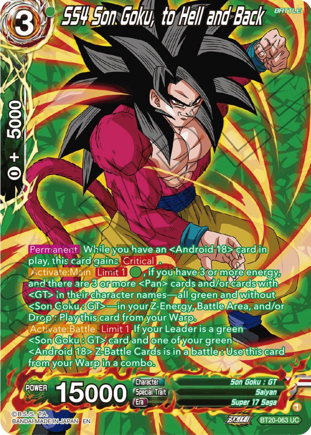 SS4 Son Goku, to Hell and Back (Silver Foil) (BT20-063) [Power Absorbed] | Pegasus Games WI