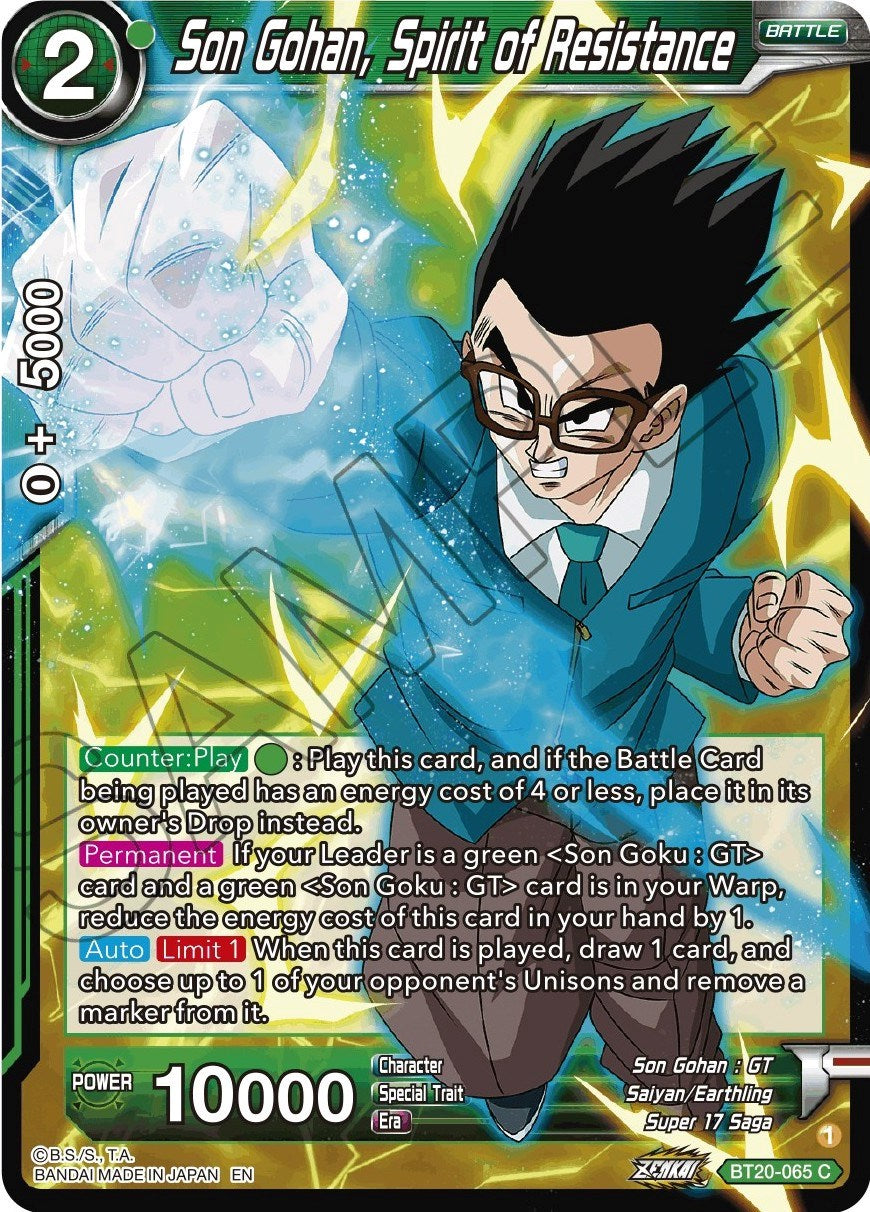 Son Gohan, Spirit of Resistance (BT20-065) [Power Absorbed] | Pegasus Games WI