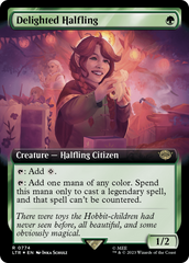 Delighted Halfling (Extended Art) (Surge Foil) [The Lord of the Rings: Tales of Middle-Earth] | Pegasus Games WI