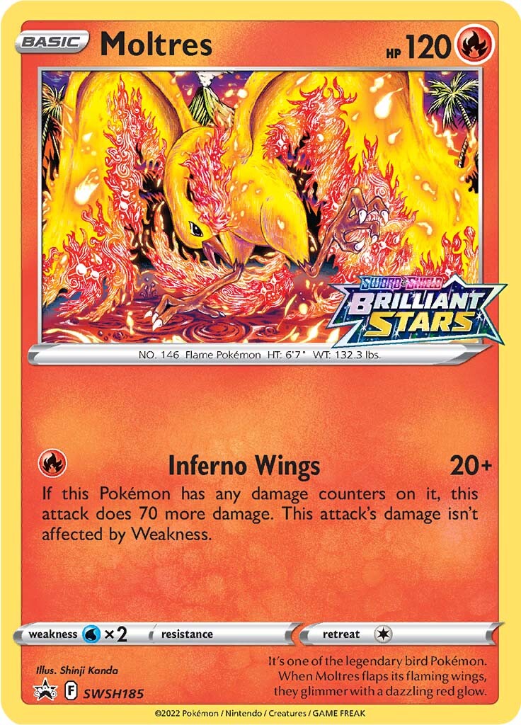 Moltres (SWSH185) (Prerelease Promo) [Sword & Shield: Black Star Promos] | Pegasus Games WI