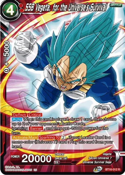 SSB Vegeta, for the Universe's Survival (BT16-012) [Realm of the Gods] | Pegasus Games WI