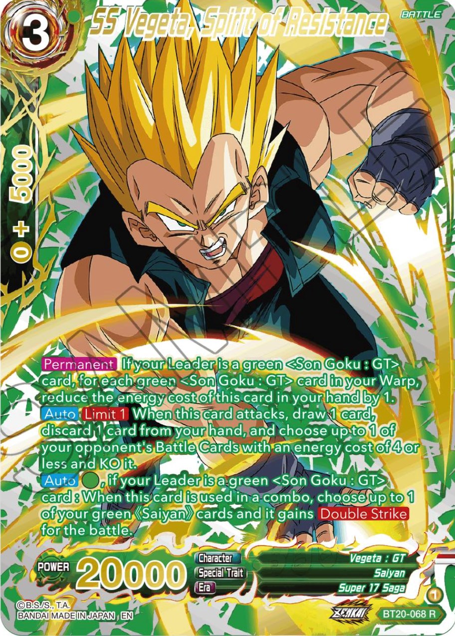 SS Vegeta, Spirit of Resistance (Gold-Stamped) (BT20-068) [Power Absorbed] | Pegasus Games WI