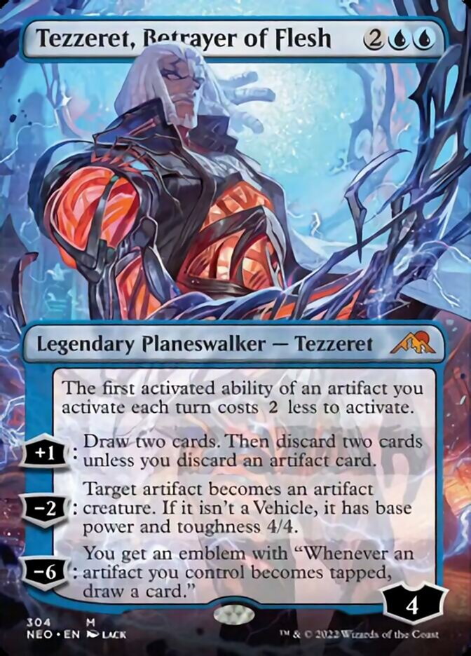 Tezzeret, Betrayer of Flesh (Borderless) [Kamigawa: Neon Dynasty] | Pegasus Games WI