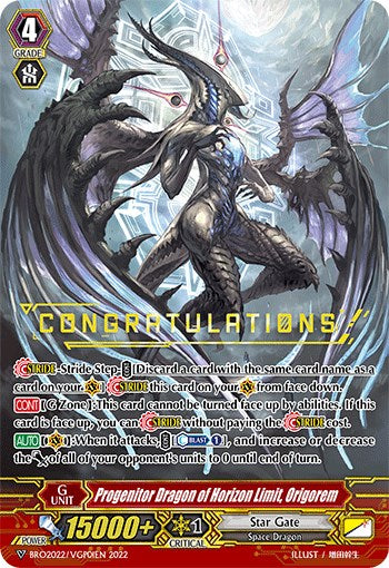 Progenitor Dragon of Horizon Limit, Origorem (Hot Stamped) (BRO2022/VGP01EN) [Bushiroad Event Cards] | Pegasus Games WI