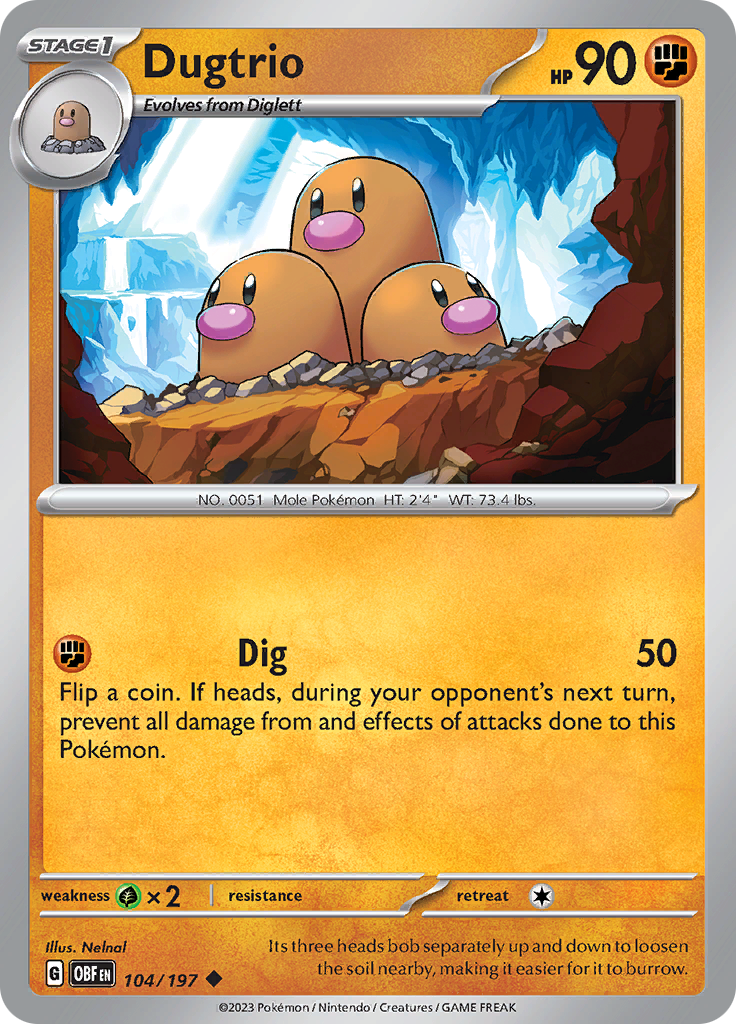 Dugtrio (104/197) [Scarlet & Violet: Obsidian Flames] | Pegasus Games WI