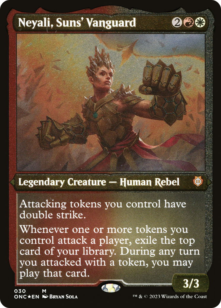 Neyali, Suns' Vanguard (Foil Etched) (Display Commander) [Phyrexia: All Will Be One Commander] | Pegasus Games WI