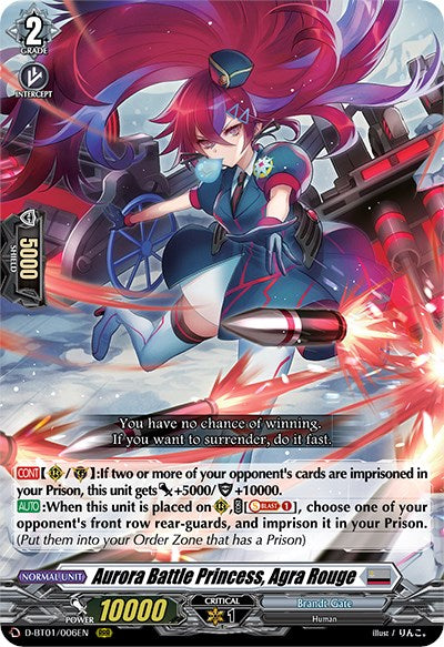 Aurora Battle Princess, Agra Rouge (D-BT01/006EN) [Genesis of the Five Greats] | Pegasus Games WI