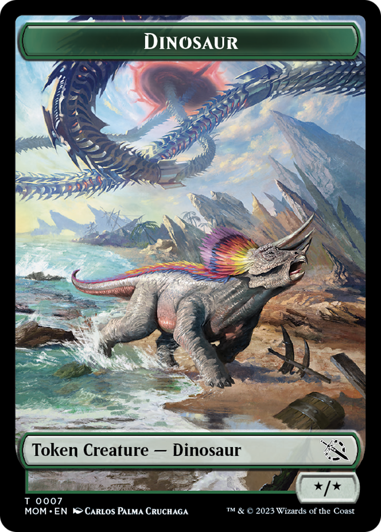 Warrior // Dinosaur Double-Sided Token [March of the Machine Tokens] | Pegasus Games WI