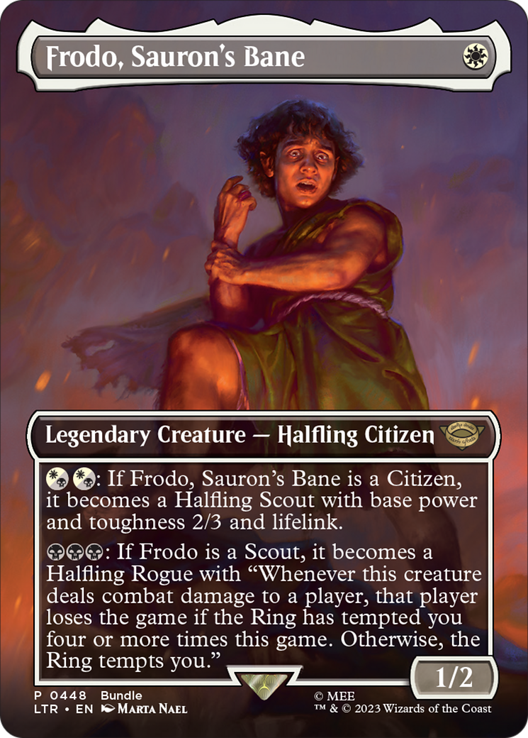 Frodo, Sauron's Bane (Borderless Alternate Art) [The Lord of the Rings: Tales of Middle-Earth] | Pegasus Games WI