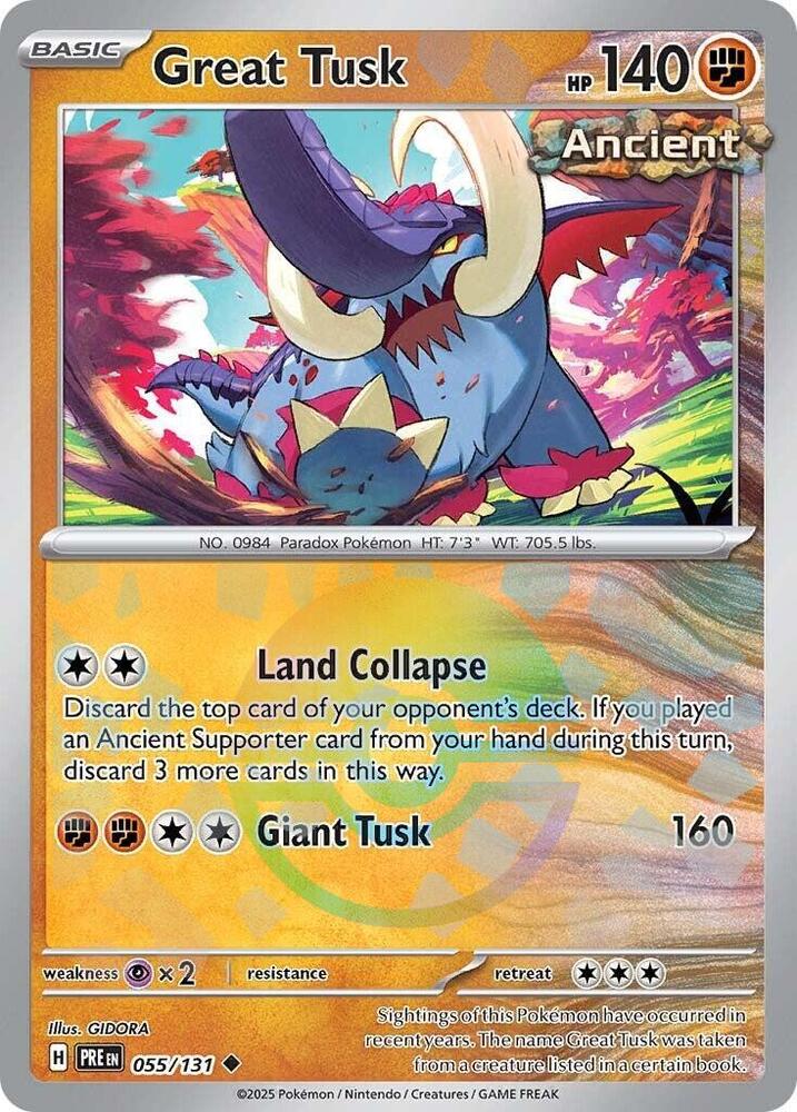 Great Tusk (055/131) (Poke Ball Pattern) [Scarlet & Violet: Prismatic Evolutions] | Pegasus Games WI