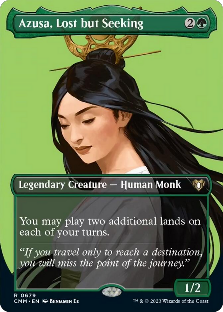 Azusa, Lost but Seeking (Borderless Profile) [Commander Masters] | Pegasus Games WI