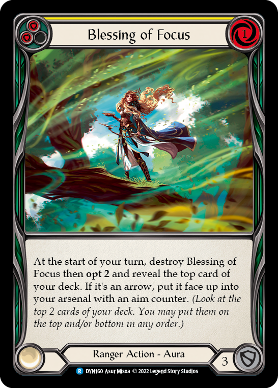 Blessing of Focus (Yellow) [DYN160] (Dynasty)  Rainbow Foil | Pegasus Games WI
