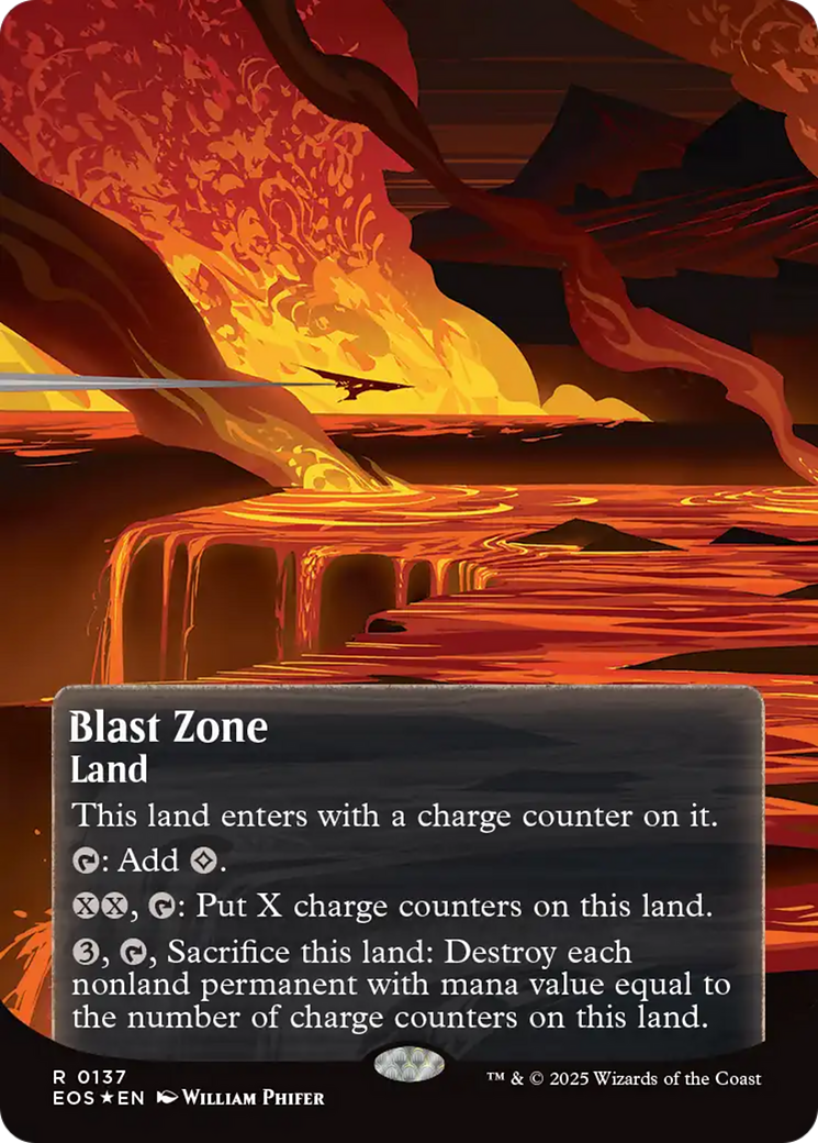 Blast Zone (0137) (Borderless) (Galaxy Foil) [Edge of Eternities: Stellar Sights] | Pegasus Games WI