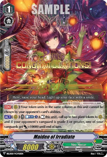 Maiden of Irradiate (Hot Stamped) (BSL2021/VGV02EN) [Bushiroad Event Cards] | Pegasus Games WI