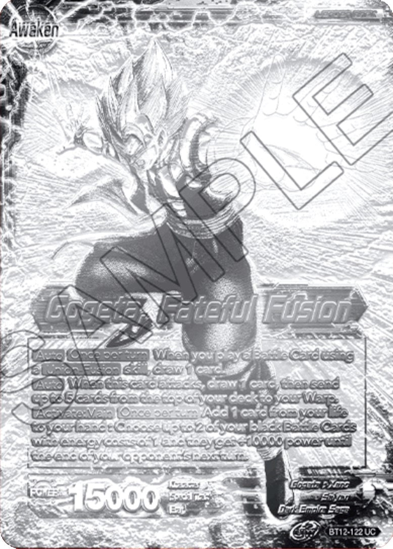 Son Goku & Vegeta // Gogeta, Fateful Fusion (2021 Championship Top 16) (Metal Silver Foil) (BT12-122) [Tournament Promotion Cards] | Pegasus Games WI