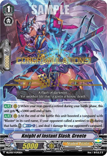 Knight of Instand Slash, Greete (Hot Stamped) (BSL2021/VGP02EN) [Bushiroad Event Cards] | Pegasus Games WI