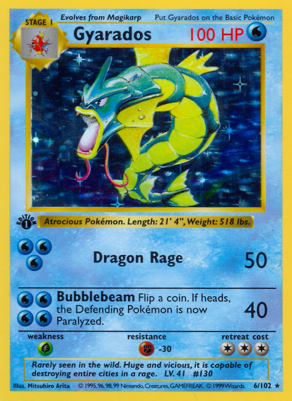 Gyarados (6/102) (Shadowless) [Base Set 1st Edition] | Pegasus Games WI