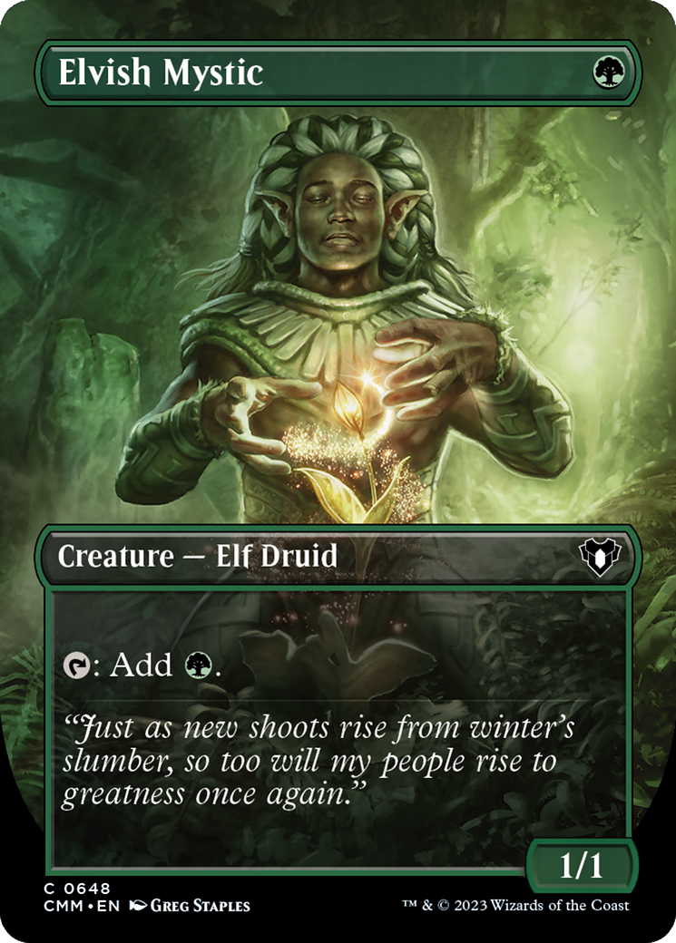 Elvish Mystic (Borderless Alternate Art) [Commander Masters] | Pegasus Games WI