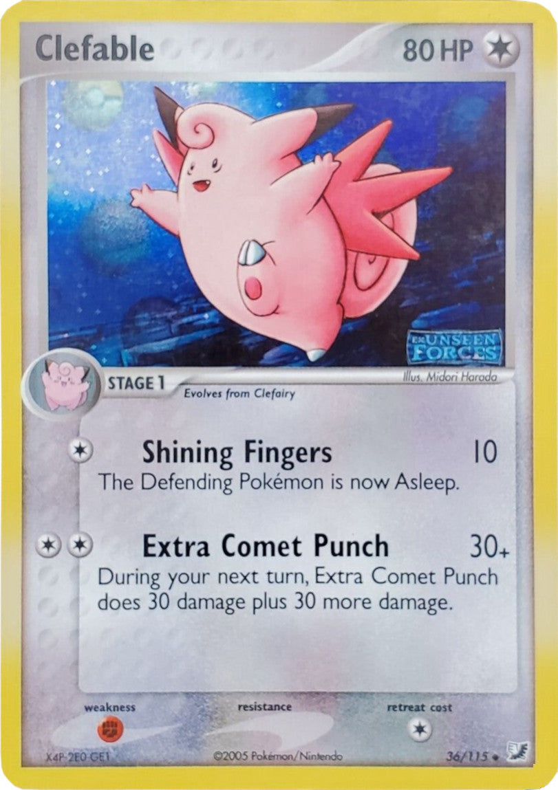 Clefable (36/115) (Stamped) [EX: Unseen Forces] | Pegasus Games WI