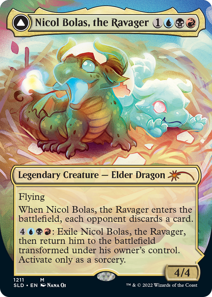 Nicol Bolas, the Ravager // Nicol Bolas, the Arisen (Display Commander) (Borderless) [Secret Lair: From Cute to Brute] | Pegasus Games WI