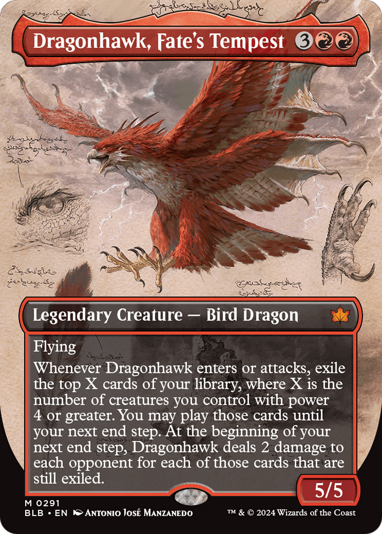 Dragonhawk, Fate's Tempest (Borderless) [Bloomburrow] | Pegasus Games WI