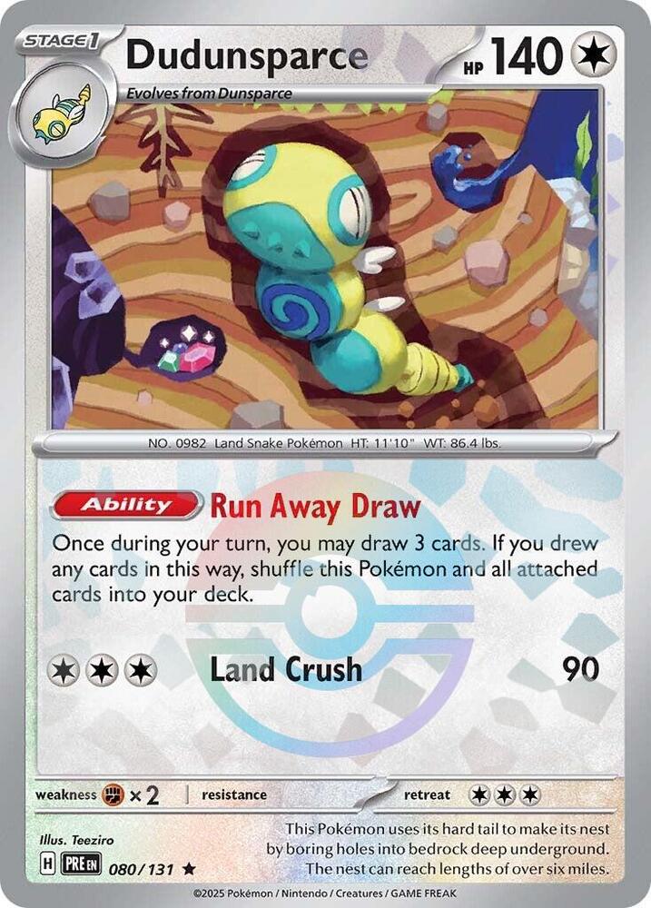 Dudunsparce (080/131) (Poke Ball Pattern) [Scarlet & Violet: Prismatic Evolutions] | Pegasus Games WI