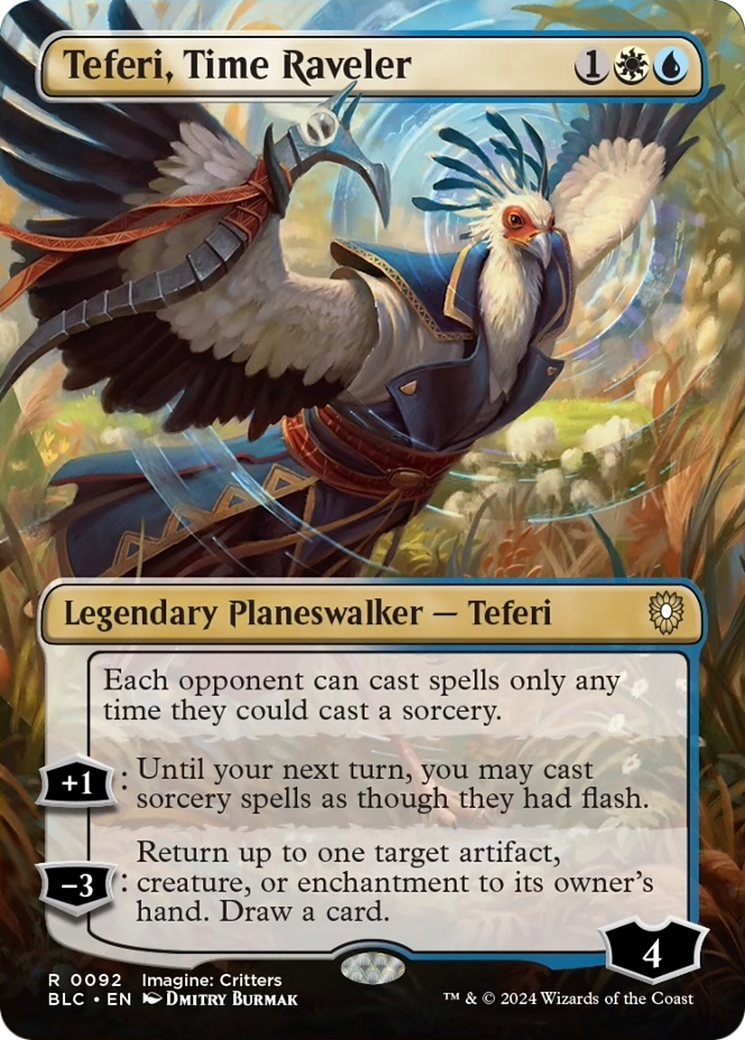 Teferi, Time Raveler (Borderless) [Bloomburrow Commander] | Pegasus Games WI