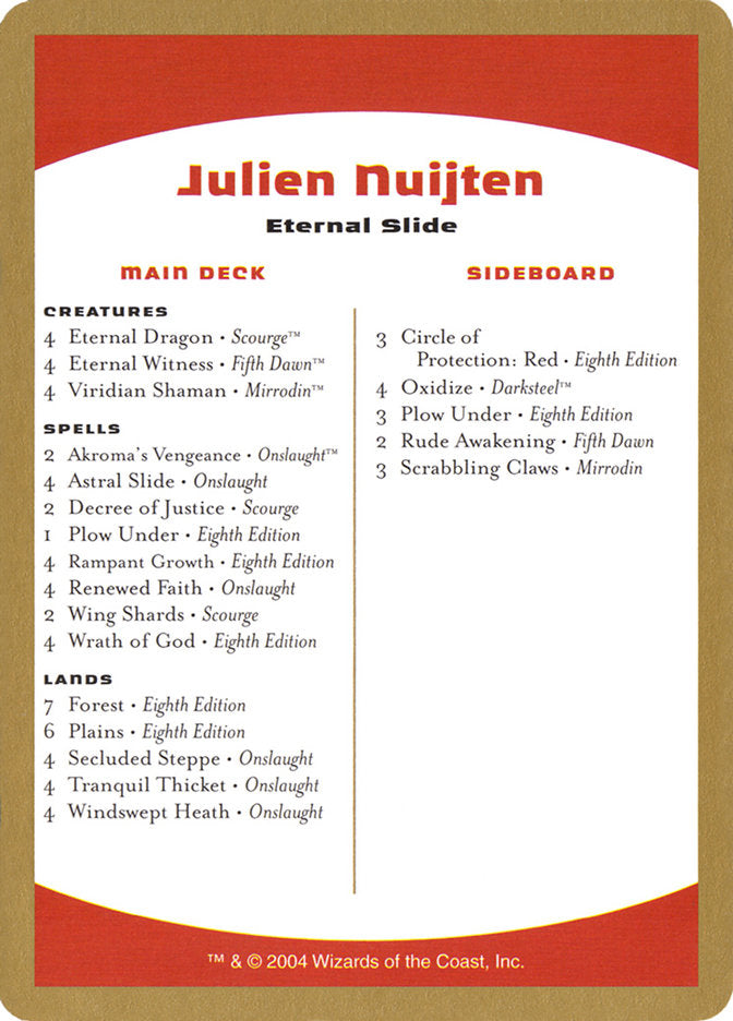 Julien Nuijten Decklist [World Championship Decks 2004] | Pegasus Games WI