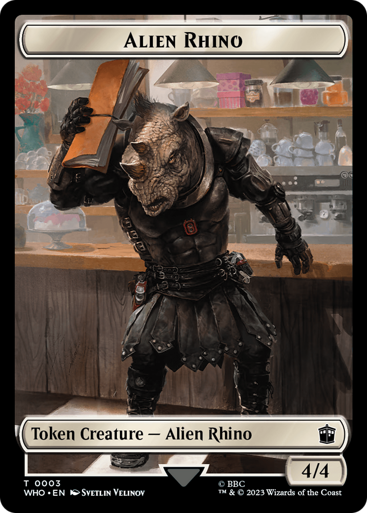 Alien Rhino // Alien Salamander Double-Sided Token (Surge Foil) [Doctor Who Tokens] | Pegasus Games WI