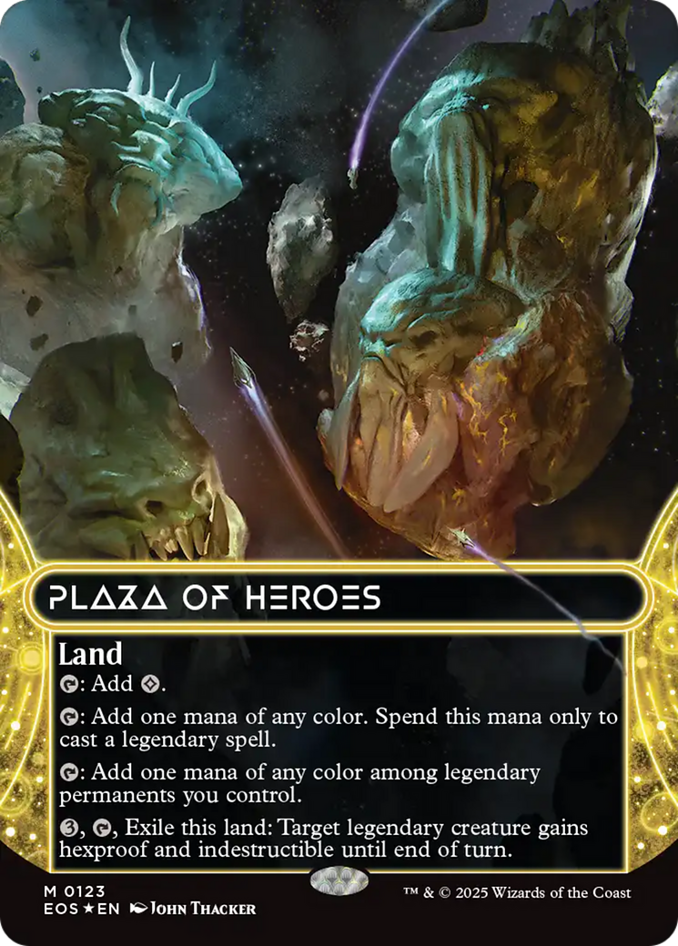 Plaza of Heroes (0123) (Borderless) (Galaxy Foil) [Edge of Eternities: Stellar Sights] | Pegasus Games WI