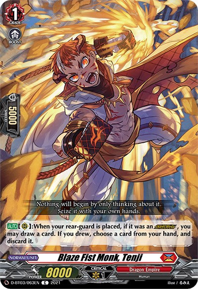 Blaze Fist Monk, Tenji (D-BT03/063EN) [Advance of Intertwined Stars] | Pegasus Games WI