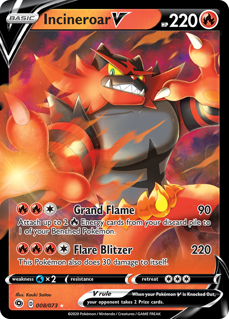 Incineroar V (008/073) [Sword & Shield: Champion's Path] | Pegasus Games WI