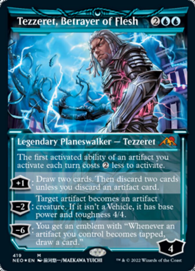 Tezzeret, Betrayer of Flesh (Showcase) (Foil Etched) [Kamigawa: Neon Dynasty] | Pegasus Games WI