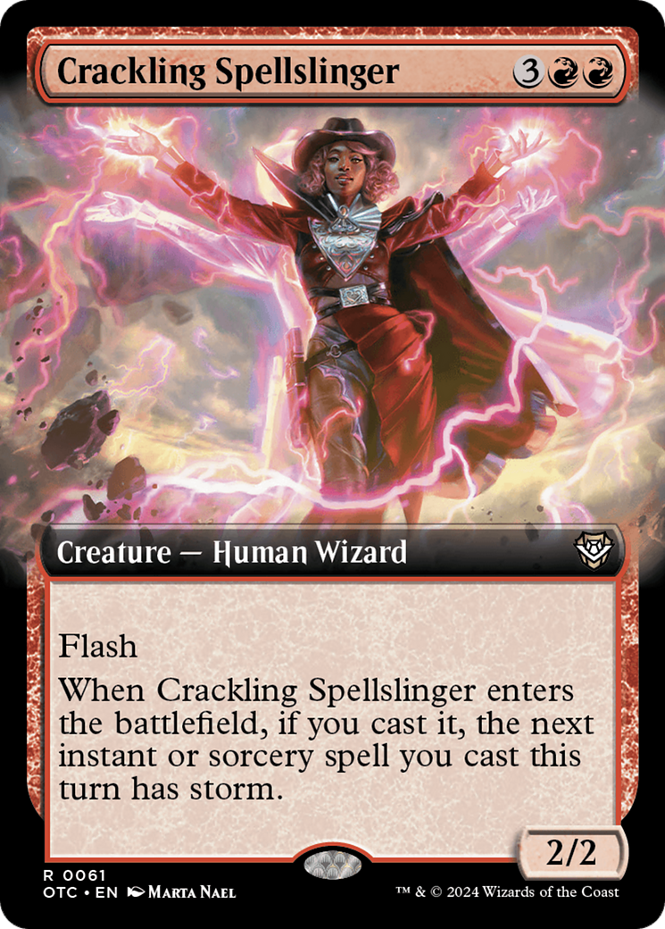 Crackling Spellslinger (Extended Art) [Outlaws of Thunder Junction Commander] | Pegasus Games WI