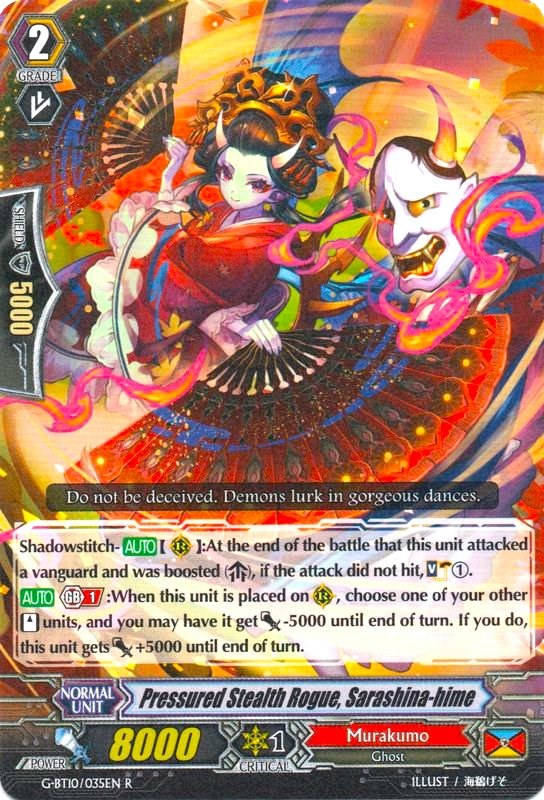 Pressured Stealth Rogue, Sarashina-hime (G-BT10/035EN) [Raging Clash of the Blade Fangs] | Pegasus Games WI