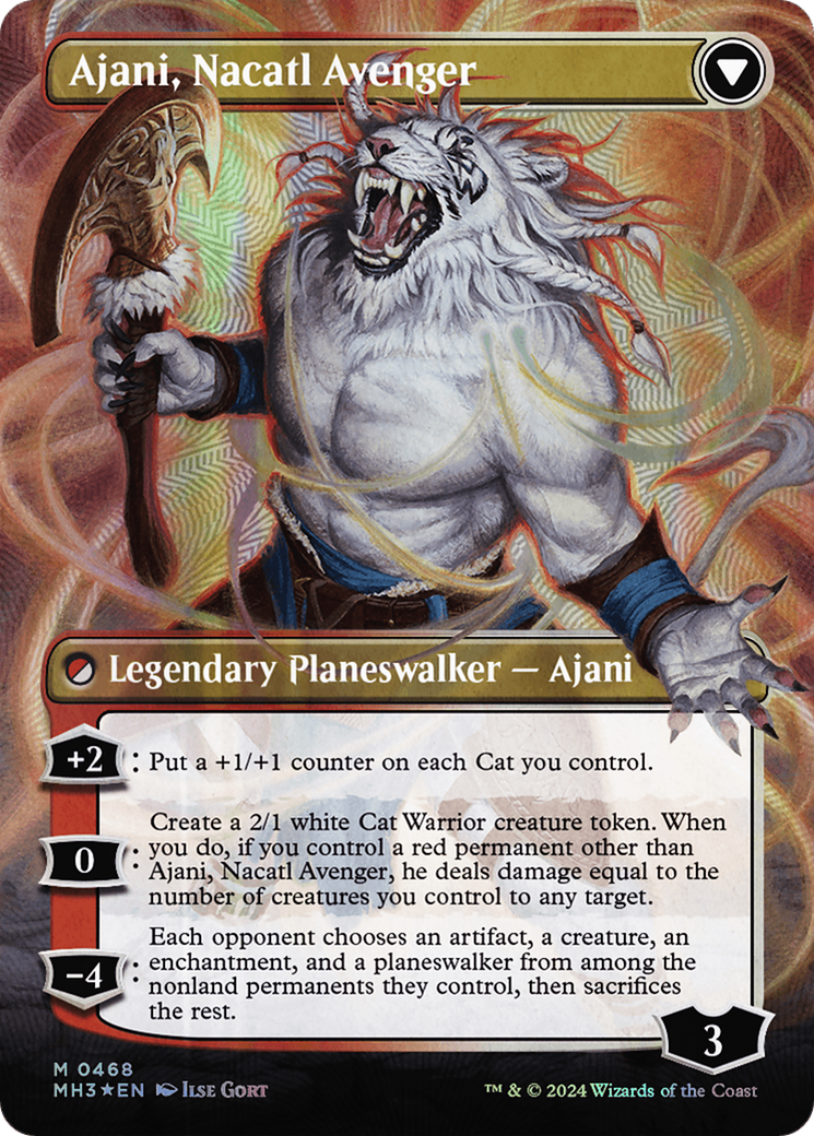 Ajani, Nacatl Pariah // Ajani, Nacatl Avenger (Borderless) (Textured Foil) [Modern Horizons 3] | Pegasus Games WI