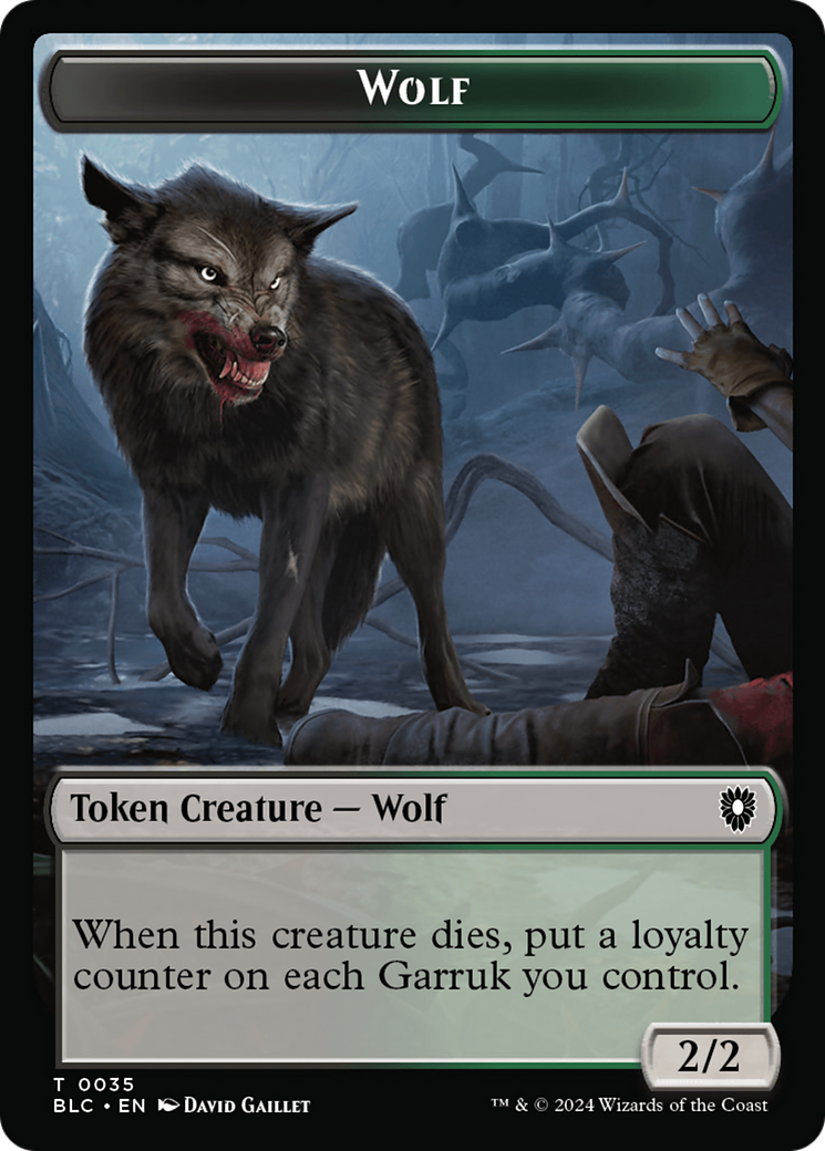 Human Soldier // Wolf (035) Double-Sided Token [Bloomburrow Commander Tokens] | Pegasus Games WI