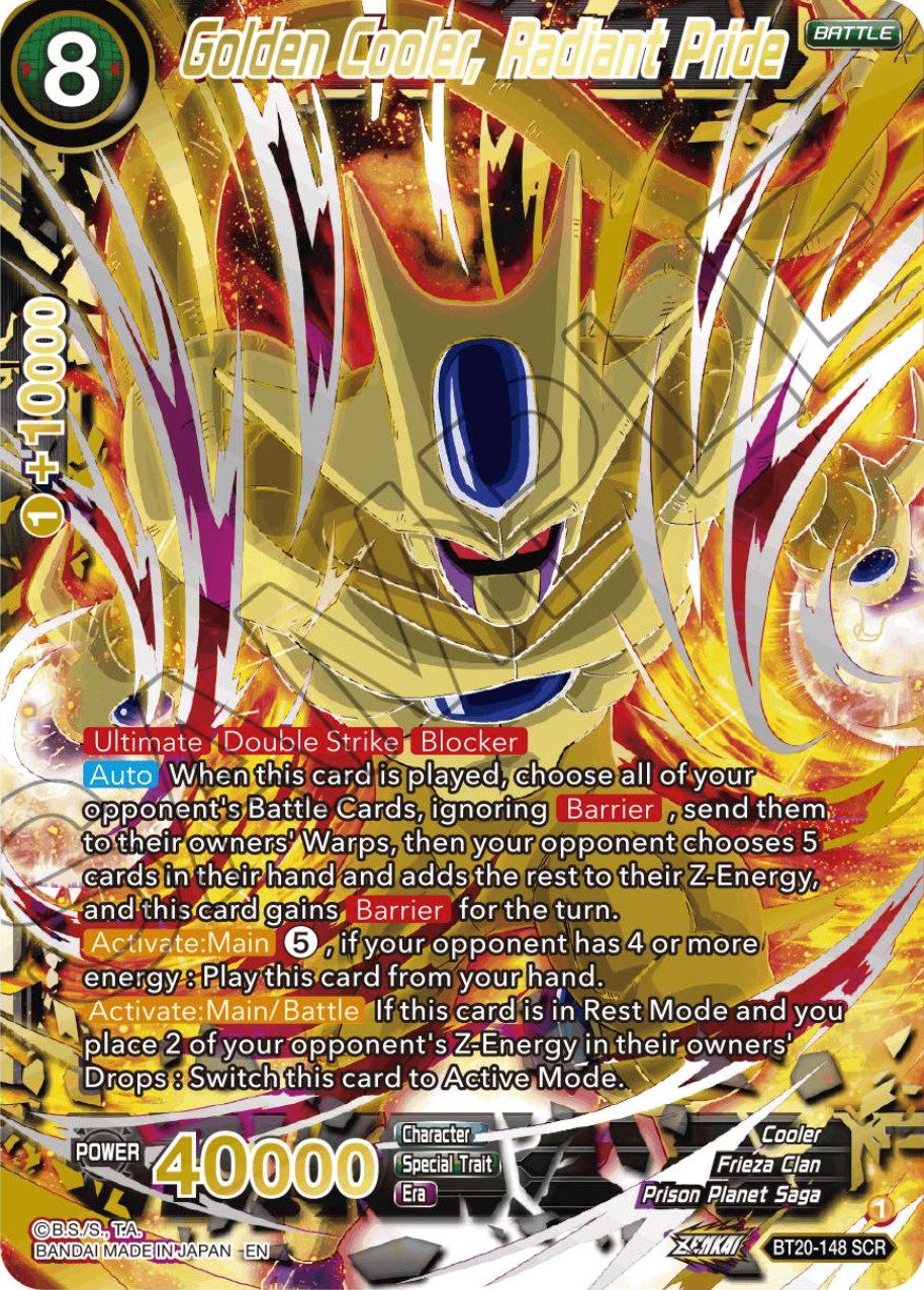 Golden Cooler, Radiant Pride (Alternate Art) (BT20-148) [Power Absorbed] | Pegasus Games WI