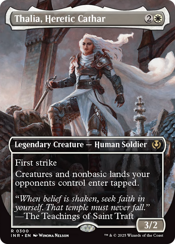 Thalia, Heretic Cathar (borderless) [Innistrad Remastered] | Pegasus Games WI