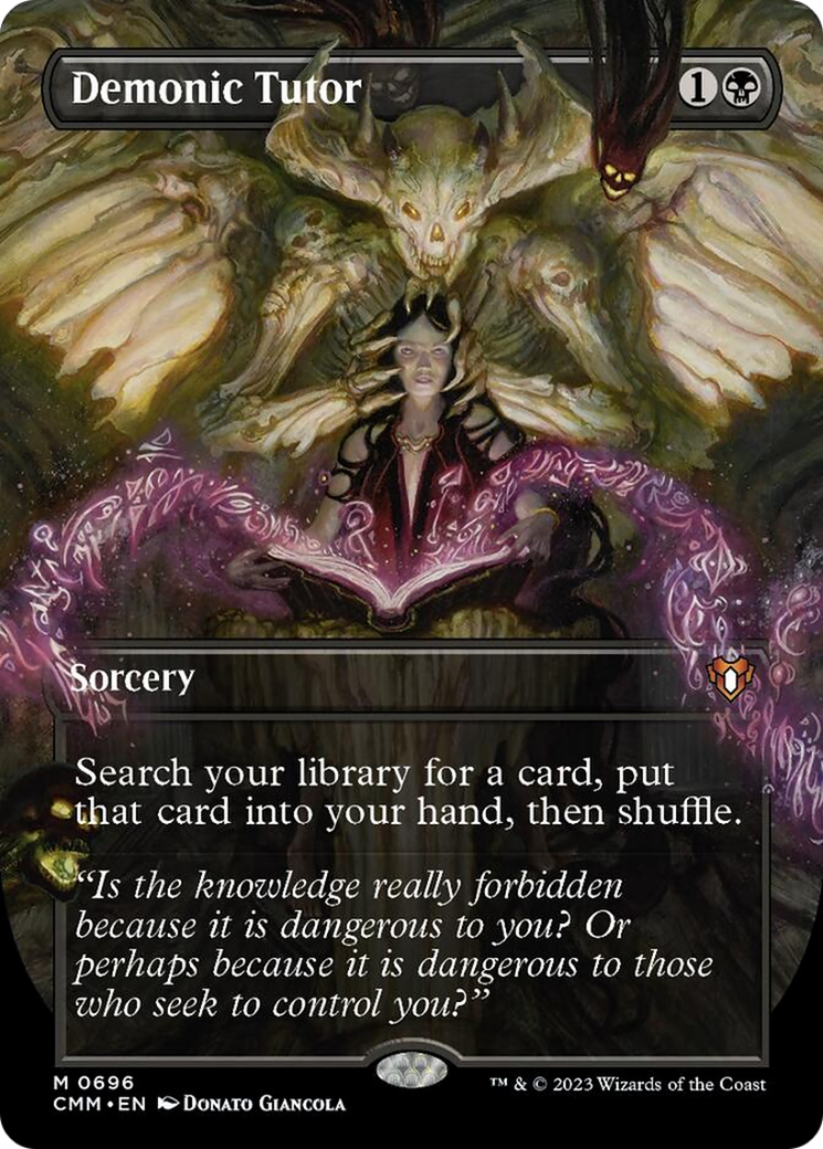 Demonic Tutor (Borderless Alternate Art) [Commander Masters] | Pegasus Games WI