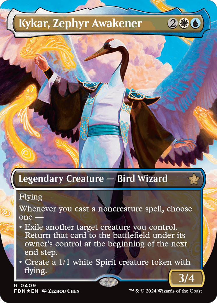 Kykar, Zephyr Awakener (Borderless) (Mana Foil) [Foundations] | Pegasus Games WI