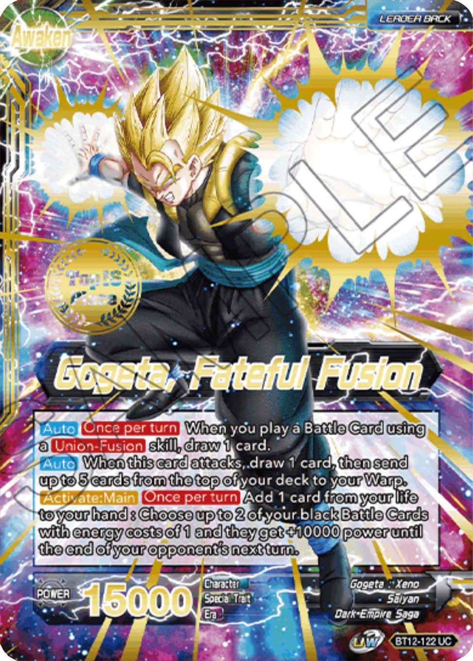 Son Goku & Vegeta // Gogeta, Fateful Fusion (2021 Championship Top 16) (BT12-122) [Tournament Promotion Cards] | Pegasus Games WI