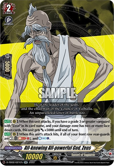 All-knowing All-powerful God, Zeus (D-TB02/021EN) [Record of Ragnarok] | Pegasus Games WI