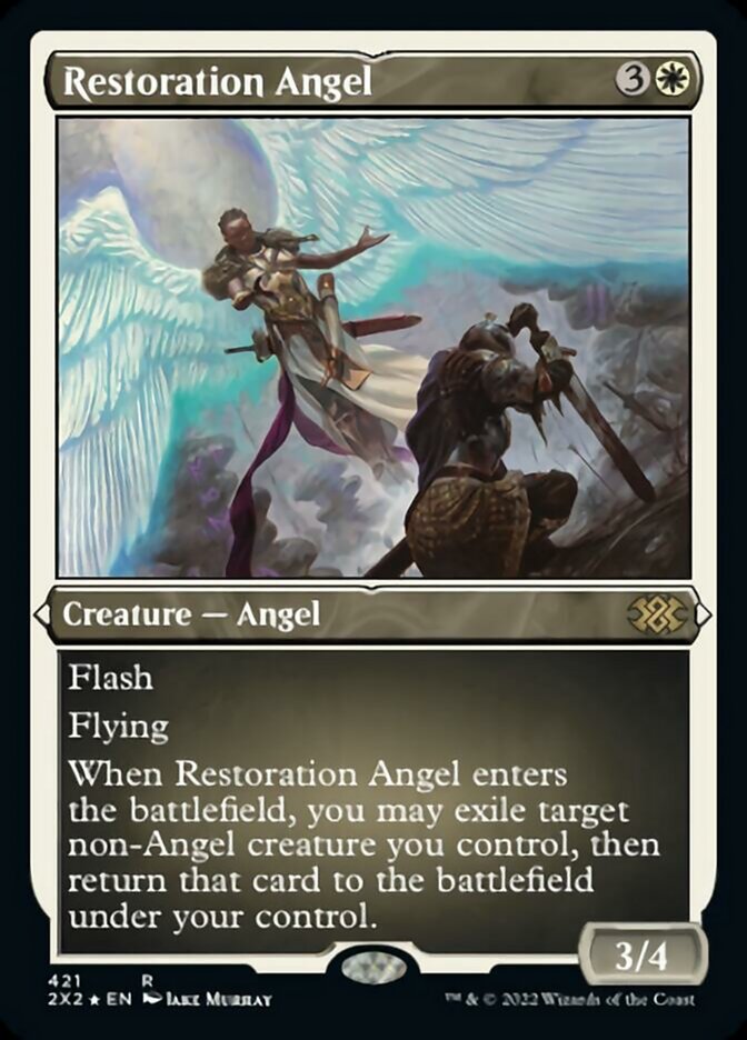 Restoration Angel (Foil Etched) [Double Masters 2022] | Pegasus Games WI