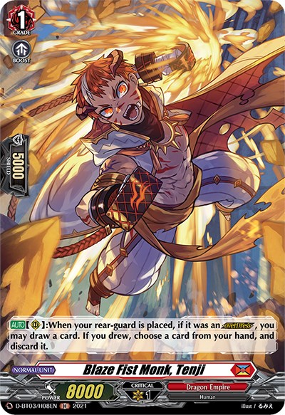 Blaze Fist Monk, Tenji (D-BT03/H08EN) [Advance of Intertwined Stars] | Pegasus Games WI
