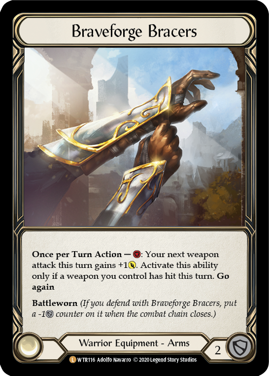 Braveforge Bracers [U-WTR116] (Welcome to Rathe Unlimited)  Unlimited Rainbow Foil | Pegasus Games WI