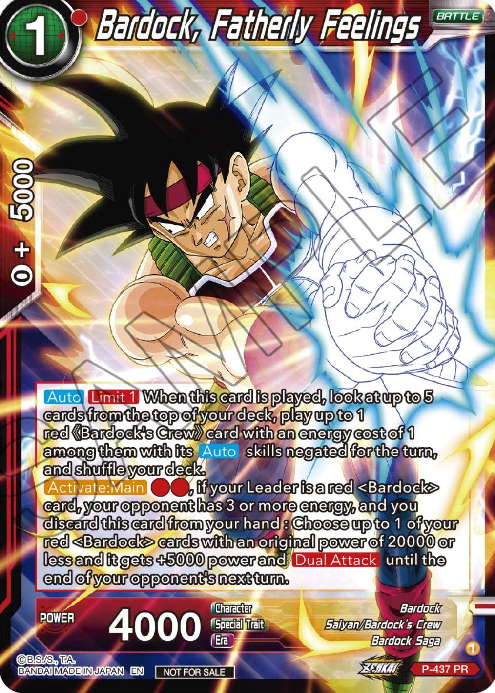 Bardock, Fatherly Feelings (Zenkai Series Tournament Pack Vol.2) (P-437) [Tournament Promotion Cards] | Pegasus Games WI