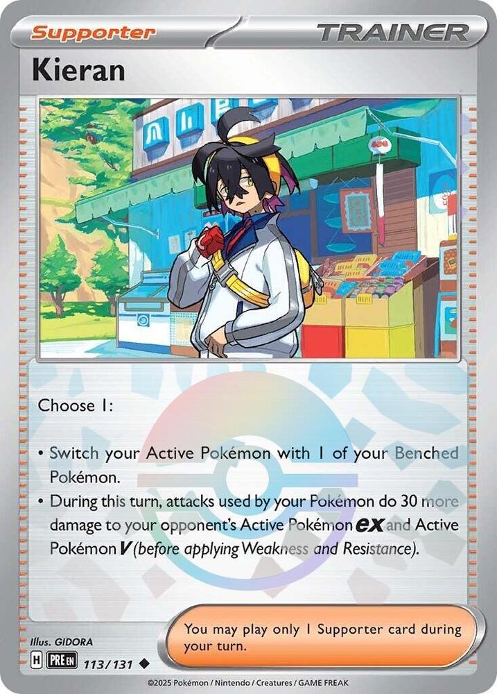 Kieran (113/131) (Poke Ball Pattern) [Scarlet & Violet: Prismatic Evolutions] | Pegasus Games WI